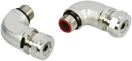 SPL12-M16-90-X-5 Adaptaflex 90° Adapter Cable Conduit Fitting, Brass Silver Nickel Plated 12mm nominal size IP67 M16