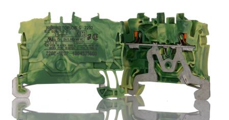 2202-1207 WAGO  TOPJOB S, 2202 Series Green/Yellow, 2.5mm², Single-Level, Push-In Cage Clamp Termination, ATEX, IECEx
