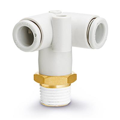 KQ2D04-M5A SMC KQ Series Union Y, Push In 4 mm to M5 x 0.8 Male, Threaded-to-Tube Connection Style,