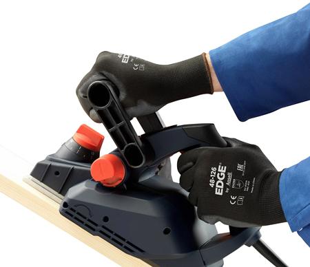 48126070 Ansell EDGE Black Abrasion Resistant, Dry Environment Work Gloves, Size 7, Polyester Lining, Polyurethane Coating