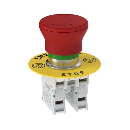 SSA-EBM-02L Banner SSA-EBM Series Twist Release Emergency Stop Push Button, Panel Mount, 22mm Cutout, DPST, IP65