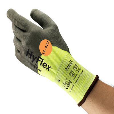 11427090 Ansell HyFlex 11-427 Grey Fibreglass, Polyamide Abrasion Resistant, Cut Resistant, Heat Resistant Gloves, Size 9,