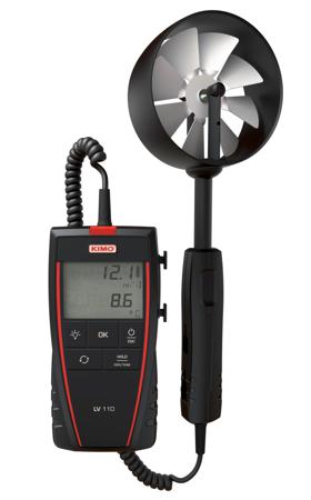 LV 110 S KIMO Rotary Vane Anemometer, 35m/s Max, Measures Air Flow, Air Velocity