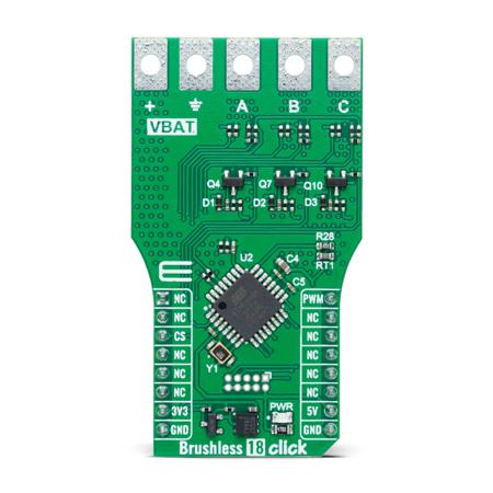 MIKROE-6395 MikroElektronika Brushless 18 Click Motor Driver for ATmega8A for Brushless DC (BLDC) Motors