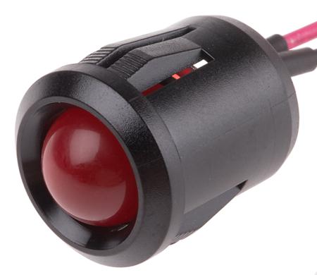 208-706 RS PRO Red Flashing LED Panel Mount Indicator, 24V dc, 14mm Mounting Hole Size, Lead Wires Termination
