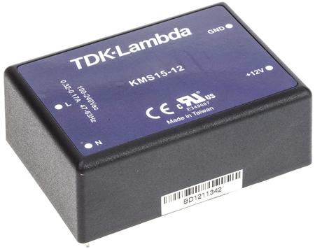 KMS15-12 TDK-Lambda Switching Power Supply, , 12V dc, 1.25A, 15W, 1 Output, 100 → 375 V dc, 90 → 264 V ac