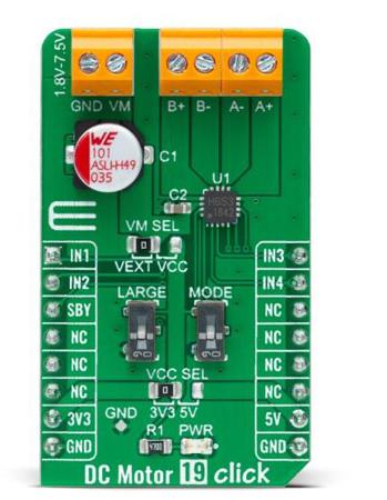 MIKROE-4883 MikroElektronika DC Motor 19 Click DC Motor Driver for TC78H653FTG for MikroBus