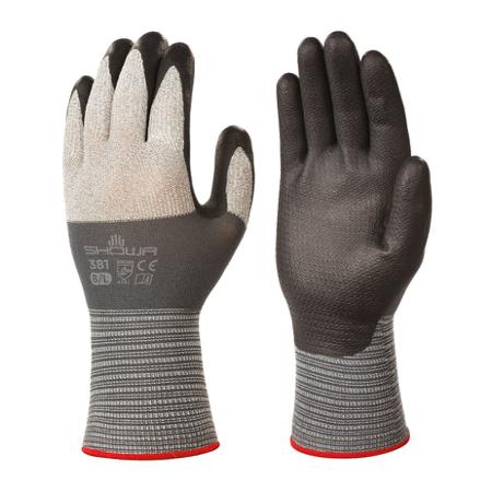 SHO3813 Showa 381 Black, Grey 15 Gauge Polyester, Microfibre, Spandex Grip and Abrasion Resistance, Oil Resistant, Wet