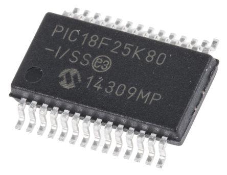 PIC18F25K80-I-SS Microchip PIC18F25K80-I/SS, 8bit PIC Microcontroller, 64MHz, 32 kB Flash, 28-Pin SSOP