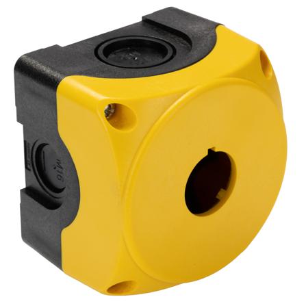 LPZP1A5 Lovato Platinum Push Button Enclosure, 1 Hole Yellow, 22mm diameter None Plastic