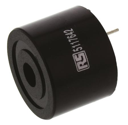 511-7642 RS PRO 80dB Through Hole Continuous Internal Piezo Buzzer, 24 (Dia.) x 18mm, 3V dc Min, 16V dc Max