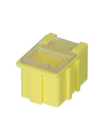 8150001 Licefa 1 Cell Transparent, Yellow Compartment Box, 21mm x 21.8mm x 29.4mm