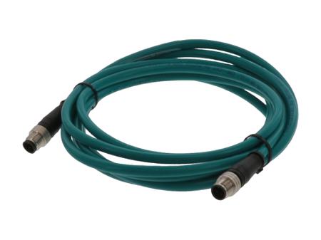 1201080027 TE Connectivity Straight Male M12 to Straight Male M12 Cordset, 3m