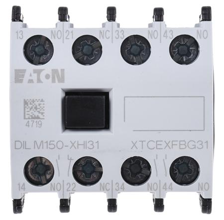 277949-DILM150-XHI31 Eaton Auxiliary Contact - 1NC + 3NO, 4 Contact, Front Mount, 4 A ac, 10 A dc