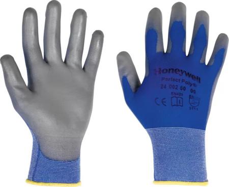 2400-260-09 Honeywell Safety PERFECT POLY SKIN Blue, Grey Polyamide General Purpose Work Gloves, Size 9, Polyurethane Coating