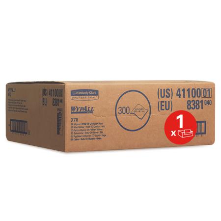 8381 WYPALL WypAll® X70 Power Clean™  White Cloths for Industrial Cleaning, Dry Use, Box of 300, 421 x 375mm, Repeat Use