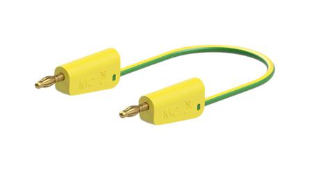 64-1035-02520 Staubli Test lead, 32A, 30 → 60V, Green/Yellow, 25cm Lead Length