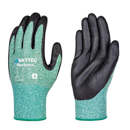 SKG00032EH Skytec Skytec Redeem Black, Green Polyester, Recycled Polyester Chemical Resistant Work Gloves, Size Large, Nitrile