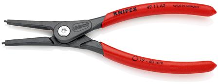 49-11-A2 Knipex 180 mm Chrome Vanadium Steel Circlip Pliers with Straight Tip, External, Range 19 → 60 mm