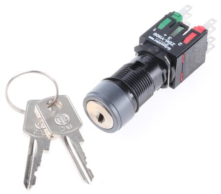 XB6AGC5B Schneider Electric IP65 Key Switch, 1 NO + 1 NC 2-Way