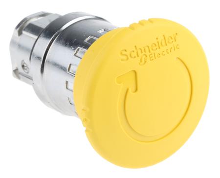 ZB4BS55 Schneider Electric Harmony XB4 Series Yellow Turn to Release Push Button Head, 22mm Cutout, IP66, IP67, IP69K
