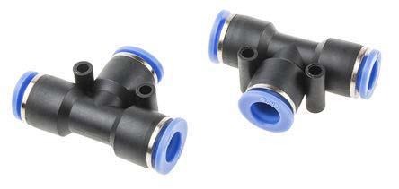 144-2626 RS Pro Pneumatic Tee Tube-to-Tube Adapter, Push In 12 mm x Push In 12 mm x Push In 12 mm