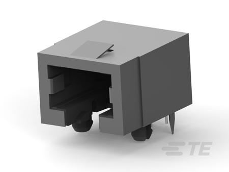 106066-2 TE Connectivity Cat3 8 Way Right Angle Through Hole Shielded RJ45 Connector Female
