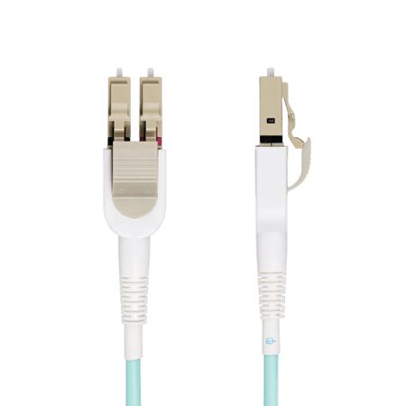 450FBLCLC5SW StarTech.com LC to LC Duplex Multi Mode OM4 Fibre Optic Cable, Light Blue, 5m
