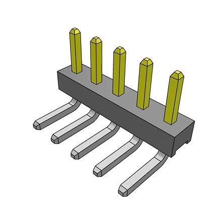 TMM-105-01-S-S-RA Samtec TMM Series Right Angle Through Hole PCB Header, 5 Contact(s), 2mm Pitch, 1 Row(s), Unshrouded