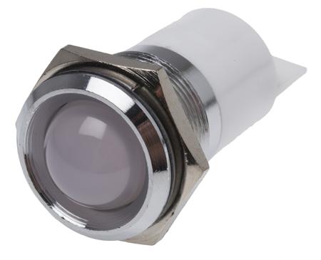 209-541 RS PRO White Panel Mount Indicator, 24V ac/dc, 22mm Mounting Hole Size, Solder Tab Termination