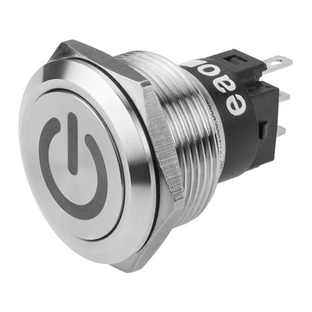 82-6151.2000.B002 EAO 82 Series Push Button Switch, Latching, Panel Mount, 22.3mm Cutout, SPDT, 240V, IP65, IP67