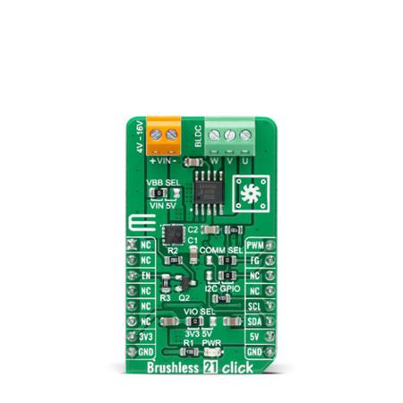 MIKROE-5055 MikroElektronika Brushless 21 Click 3-Phase Motor Drive for AMT49400 for Brushless DC Motor