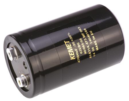 ALS31A473MF063 KEMET 47000μF Aluminium Electrolytic Capacitor 63V dc, Screw Terminal -