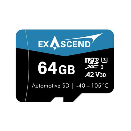 EX64GUSDV30-TDE Exascend 64 GB MicroSDXC Micro SD Card, A2, Class 10, UHS-1 (U3), V30