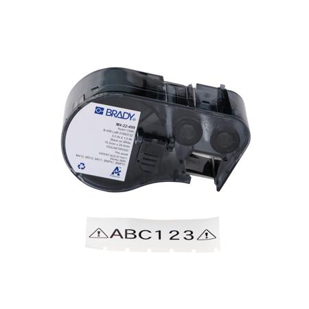 177012 Brady B-7425 Black on White Black Print Label Roll, 25.4mm Width, 1Per Pack Qty