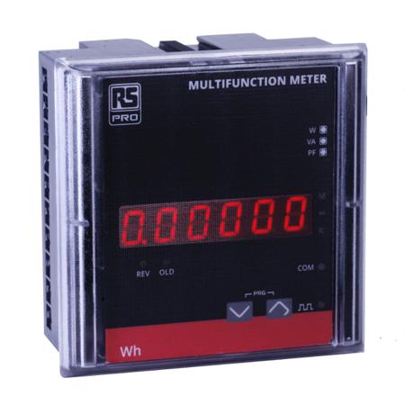 179-7578 RS PRO LED Digital Panel Multi-Function Meter, 90mm x 90mm, 4 (Instantaneous), 6 (Integrated)-Digits, 3 Phase