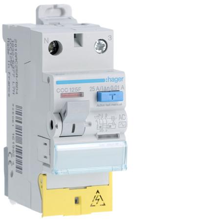 CCC125F Hager CCC RCD, 25A, 2 Pole, 10mA, Type AC, 230V
