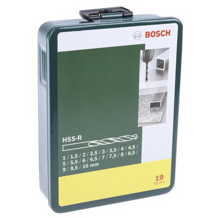 2607019435 Bosch 19-Piece Twist Drill Bit Set for Metal, 10mm Max, 1mm Min, HSS-R Bits