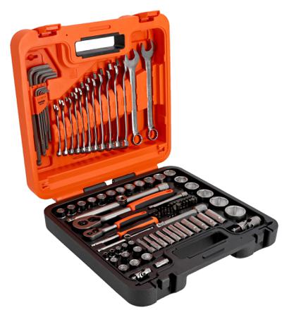 S98MC1H Bahco 98-Piece Metric 1/2, 1/4 Bit Socket Set with Ratchet, Square