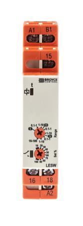 LESW 12-230V AC/DC Broyce Control DIN Rail Mount Timer Relay, 12 → 230V ac/dc, 1-Contact, 0.1 s → 100h, 1-Function, SPDT