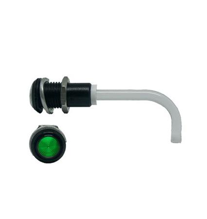 RHD-0900-1500-F9PZG67PR  Bivar, Panel Mount Right Angle LED Light Pipe, Green Round Lens