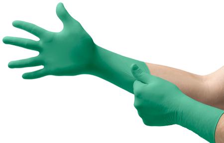 93300080 Ansell TouchNTuff 93-300 Green Nitrile Chemical Resistant Work Gloves, Size 7.5-8 M