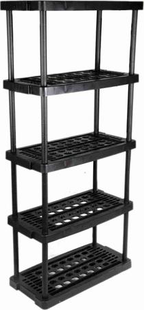 838-6563 RS PRO Black 5 Shelf PP Shelving Unit, 1760mm x 790mm, 390mm, 40kg Load