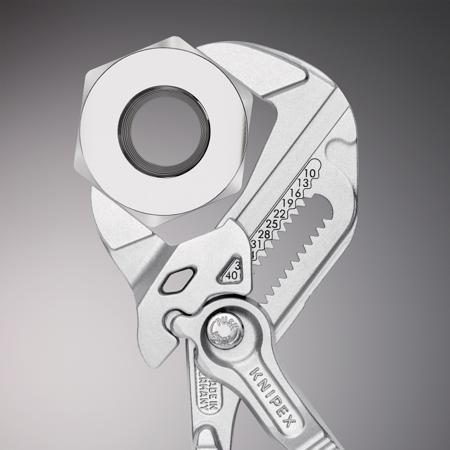 86-03-180 Knipex Plier Wrench Plier Wrench, 35mm Jaw Capacity Chrome Vanadium Steel 180 mm