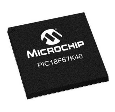 PIC18LF67K40-I-MR Microchip Technology PIC18LF67K40-I/MR, 8bit PIC18 Microcontroller, 64MHz, 128 kB Flash, 64-Pin QFN