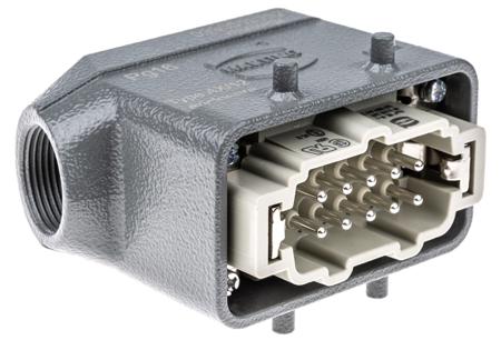 09300101521-09330102601 Han E Series 10 Way Male 16A Panel Socket Kit, includes Hood, Insert