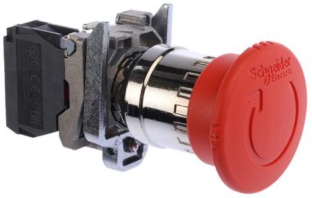 XB4BS8442 Schneider Electric Harmony XB4 Series Twist Release Emergency Stop Push Button, Panel Mount, 22mm Cutout, 1NC, IP66,