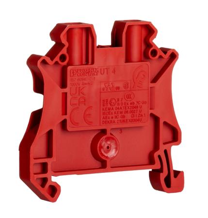 3045127 Phoenix Contact  UT 4 RD Series Red, 4mm², Single-Level, Screw Termination