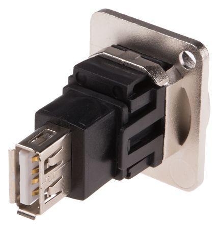 CP30207NM RS Pro 2 Port Straight Panel Mount Female to Female Version USB 2.0 A, USB 2.0 B USB Adaptor