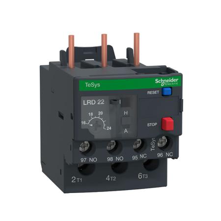 LRD22 Schneider Electric LRD Thermal Overload Relay 1NO + 1NC, 16 → 24 A F.L.C, 24 A Contact Rating, 3P, TeSys